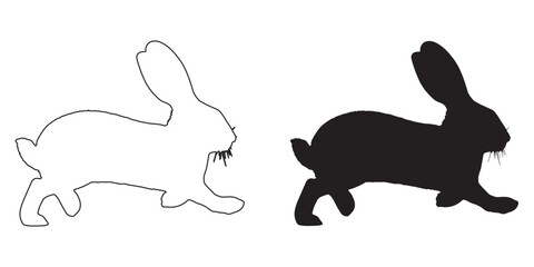 Running Rabbit Silhouette - Fast and Agile Bunny Shape - Minimalist Rabbit Drawing - Rabbit Icon
