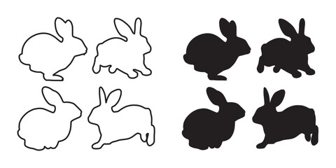 Running Rabbit Silhouette - Elegant Bunny in Motion - High-Quality Rabbit Vector - Rabbit Icon
