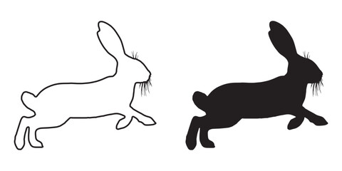 Dynamic Running Rabbit Silhouette - Fast Bunny Outline - Speedy Rabbit Vector - Minimalist Hare Icon
