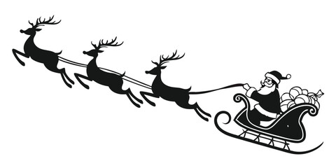 Fototapeta premium Santa and Reindeer Silhouette Illustration