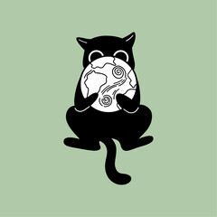 Black Cat with the Globe