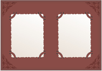 Obraz premium Sheet of an old photo album with Decorative photo card, corners. 