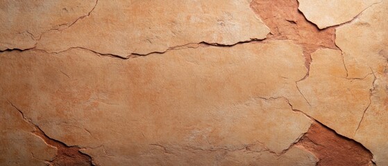 Naklejka premium A textured close-up of a parchment surface, showcasing ancient cave painting patterns in rich ochre and dark red tones. 