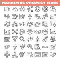 Marketing Strategy Icons Planning, Promotion, Sales, and Growth