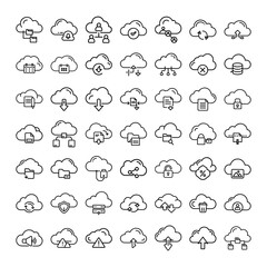 Cloud Computing Icons Storage, Sharing, Security, and Synchronization