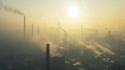 High levels of air pollution affecting a city’s skyline with smoke in the air.