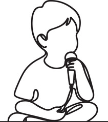 Minimal Line Drawing of a Child Performing