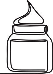 Elegant Line Art of Cosmetic Cream Jar