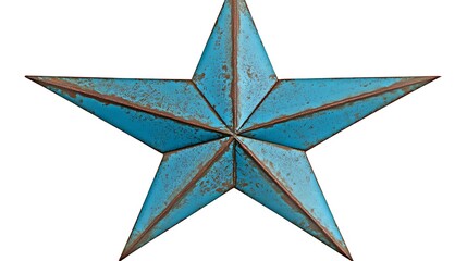 Obraz premium Rustic Teal Metal Star Wall Decor: Farmhouse Style Home Accent AI Generated