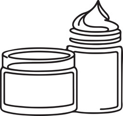 Elegant Line Art of Cosmetic Cream Jar