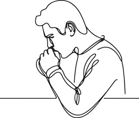 Simple Line Art of a Coughing Person