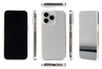 Smartphone in transparent cover different view
