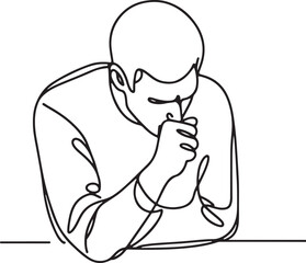 Simple Line Art of a Coughing Person