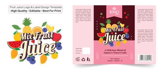 Fruit Juice Label Template design download, Professional Vector File for fresh Juice Packaging Design, Editable beverage healthy drink label design
Branding Logo Design