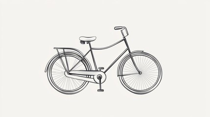 Fototapeta premium Detailed Bicycle Illustration with Vintage Style in Black and White Sketch on White