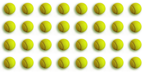 Fondo de pelotas de tenis con fondo transparente