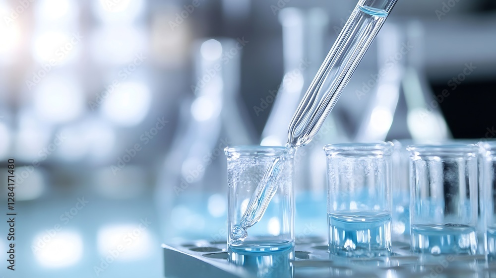 Poster Scientist Using Pipette to Transfer Liquid in Modern Laboratory Setup : Generative AI