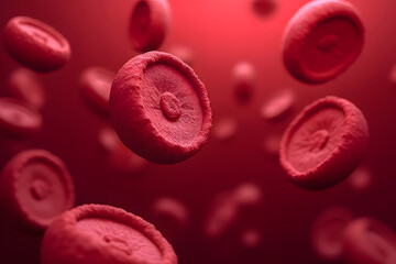 Macro image of many red blood cells created using AI