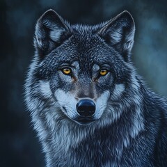 Fototapeta premium Majestic Gray Wolf Portrait Intense Gaze Wildlife Animal