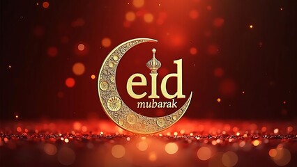 Naklejka premium Eid Mubarak: Crescent Moon Festive Celebration