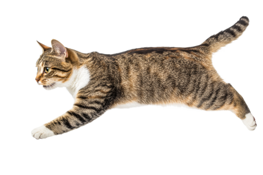 Cat in mid air leap during playful moment