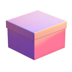 Closed Pastel Gift Box  Purple Pink Gradient  Square Package  Mockup