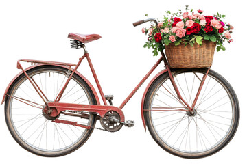 Vintage bicycle with flowers on a sunny day