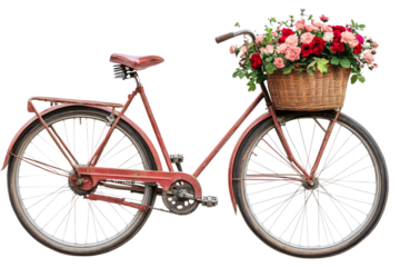 Vintage bicycle with flowers on a sunny day