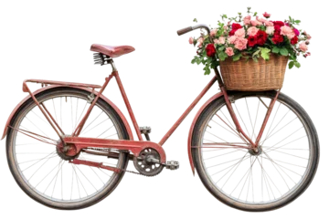 Vintage bicycle with flowers on a sunny day