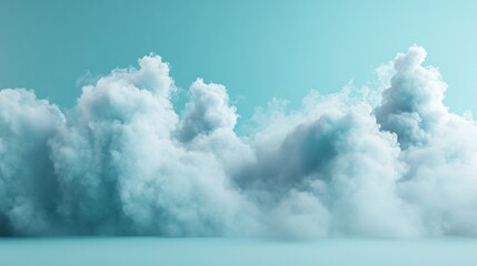 Dynamic abstract clouds in aquamarine and pale gray plain background