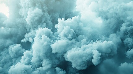 Dynamic abstract clouds in aquamarine and pale gray plain background