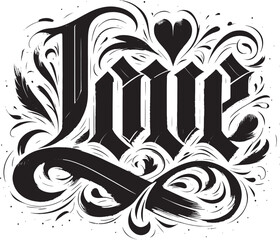 Love. Calligraphy. Lettering. Ink