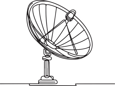 recommend clip art: Detailed Line Art of Satellite Dish for Technical Use