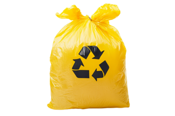 Yellow recycling bag with logo