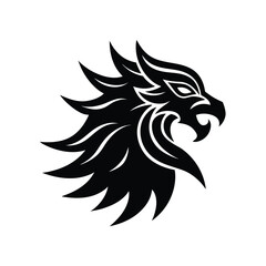 A black and white vector icon of a griffin head.