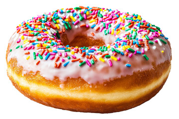 Colorful sprinkle donut on a white background