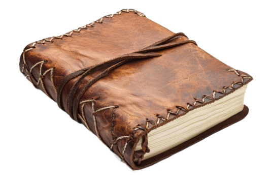 Leather journal with detailed stitching