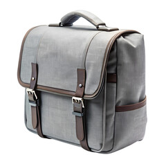 Grey school bag isolated on transparent background