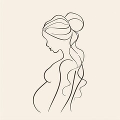 Minimalist Art of a Pregnant Woman in Elegant Line Design