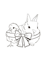 Vector illustrations of bunny and chick
