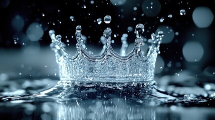 Water Crown Splash in Dark Studio