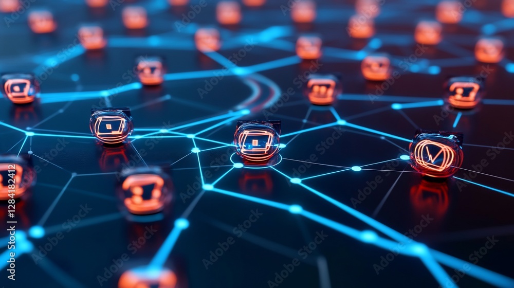 Poster abstract network: digital nodes and connections