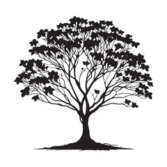 Obraz premium Unique Dogwood Tree Silhouette - Simple Yet Elegant Floral Design - Dogwood Tree Vector - Dogwood Icon 