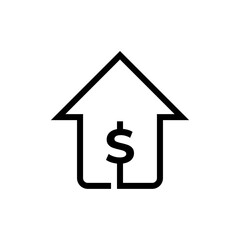 House icon with dollar sign. Icon related to real estate and business finance.