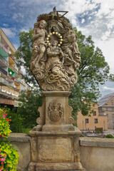 Fototapeta premium Sculpture on an ancient bridge in Kłodzko, Poland