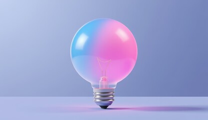 A stylized lightbulb with a gradient of pink and yellow on a pastel background, symbolizing creativity and ideas.