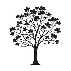 Minimalist Dogwood Tree Silhouette - Decorative Floral Design - Elegant Dogwood Tree Art - Dogwood Vector - Dogwood Icon
