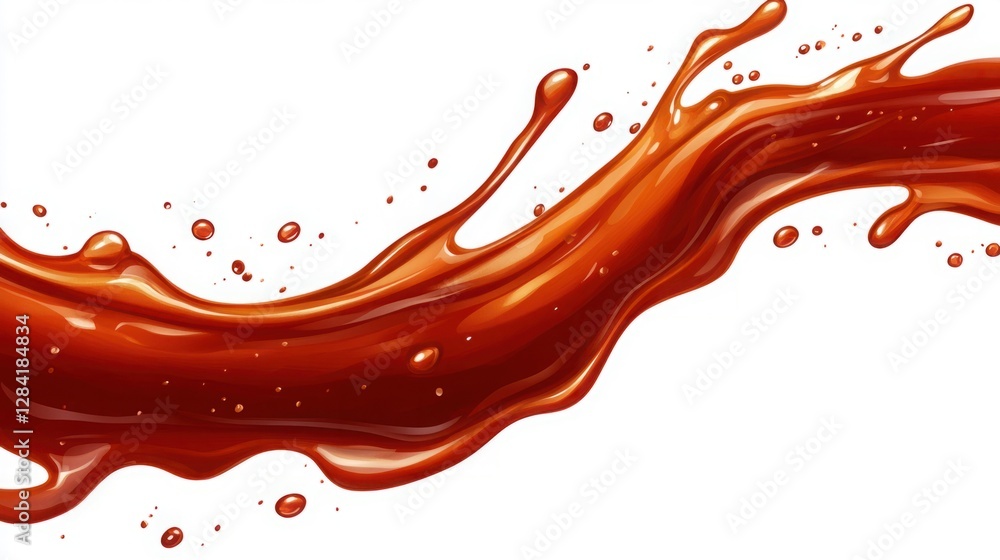 Poster dynamic and vibrant splash of rich red liquid creating an energetic arc against a clean white backgr