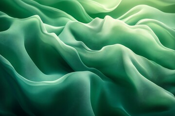 Obraz premium Abstract green waves flowing with soft light, great for background or texture use