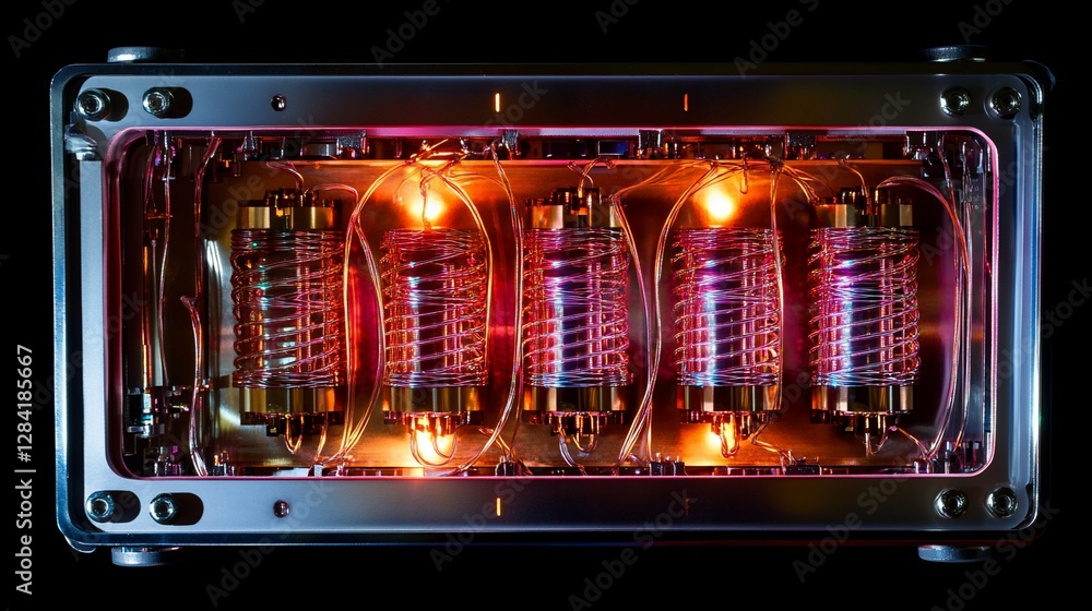 Poster illuminated quantum computer core: a glimpse into the future of computing